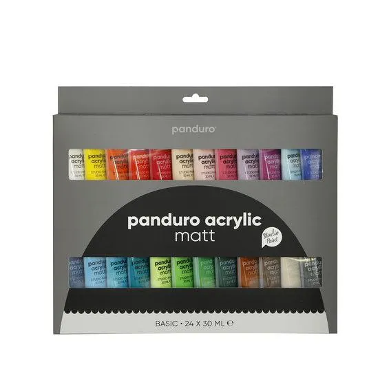 Panduro Acrylic matt sett – 24×30 ml med matte akrylfarger