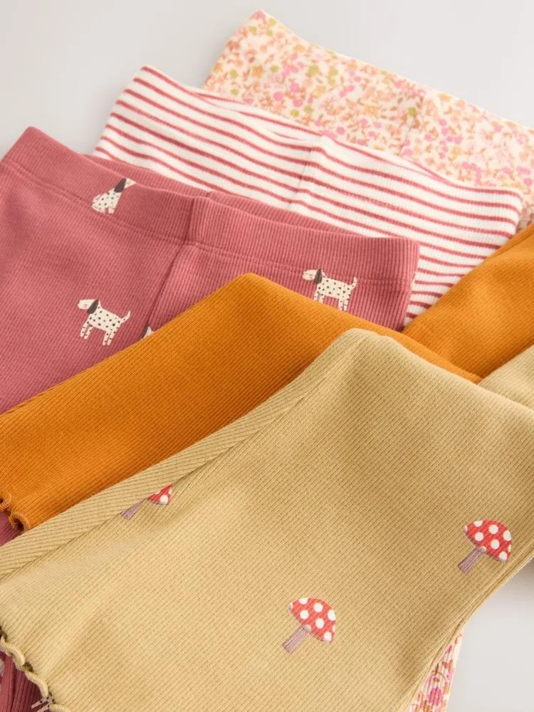 Autumnal Orange Flared Leggings 5 Pack (3mths-7yrs)