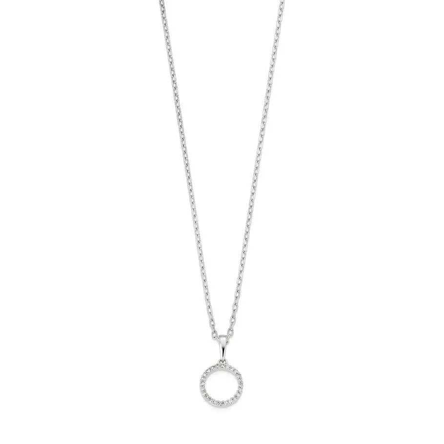 Diamantsmykke 585 Hvitt Gull 0,08 ct