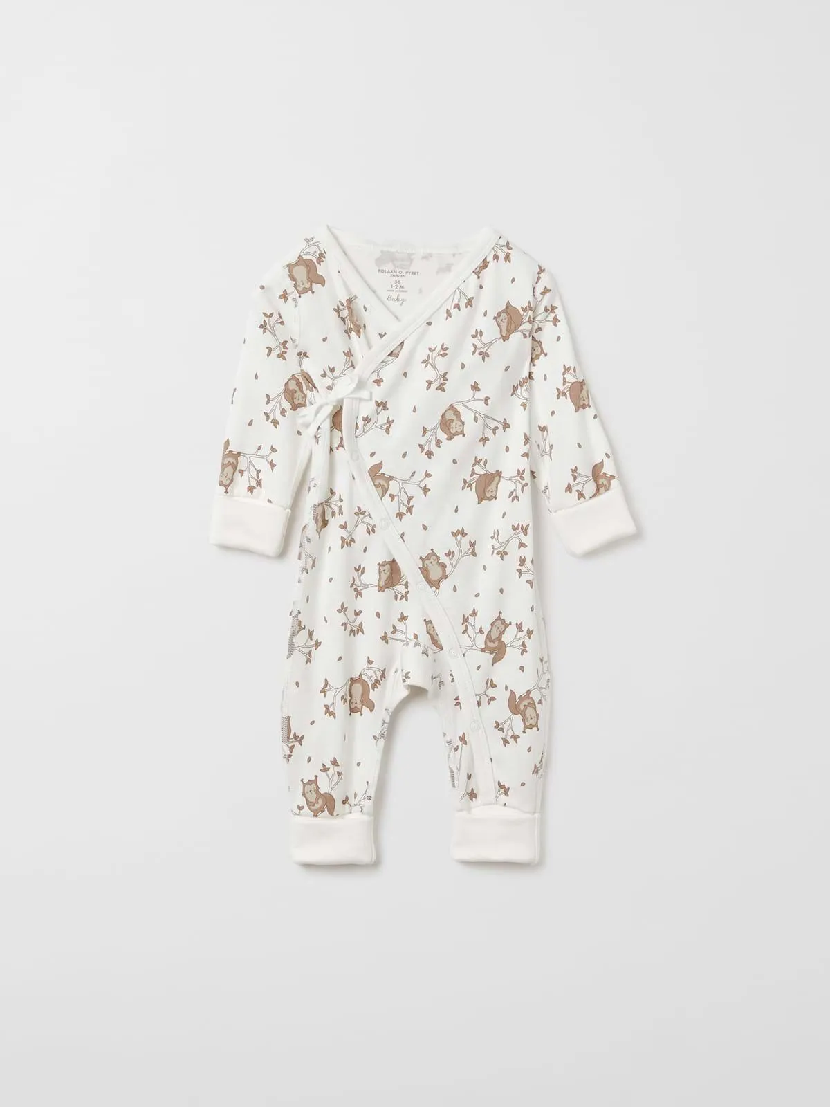 Omslagsdress med vrangborder som kan brettes over, ekorn