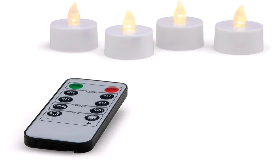 LED-telys m/fjernkontroll, 4 stk