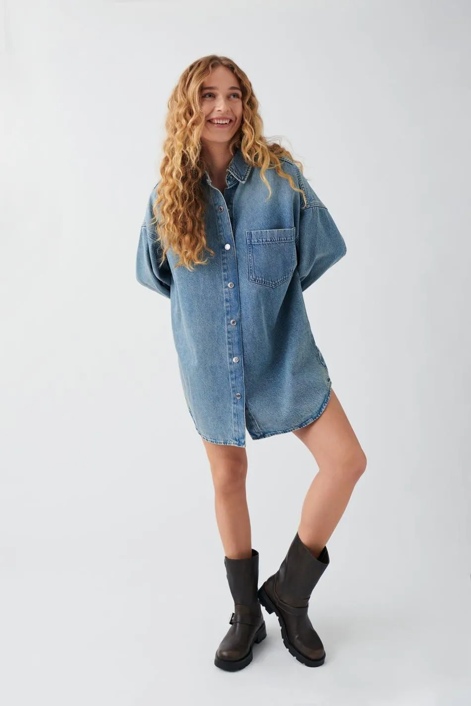 Long denim shirt