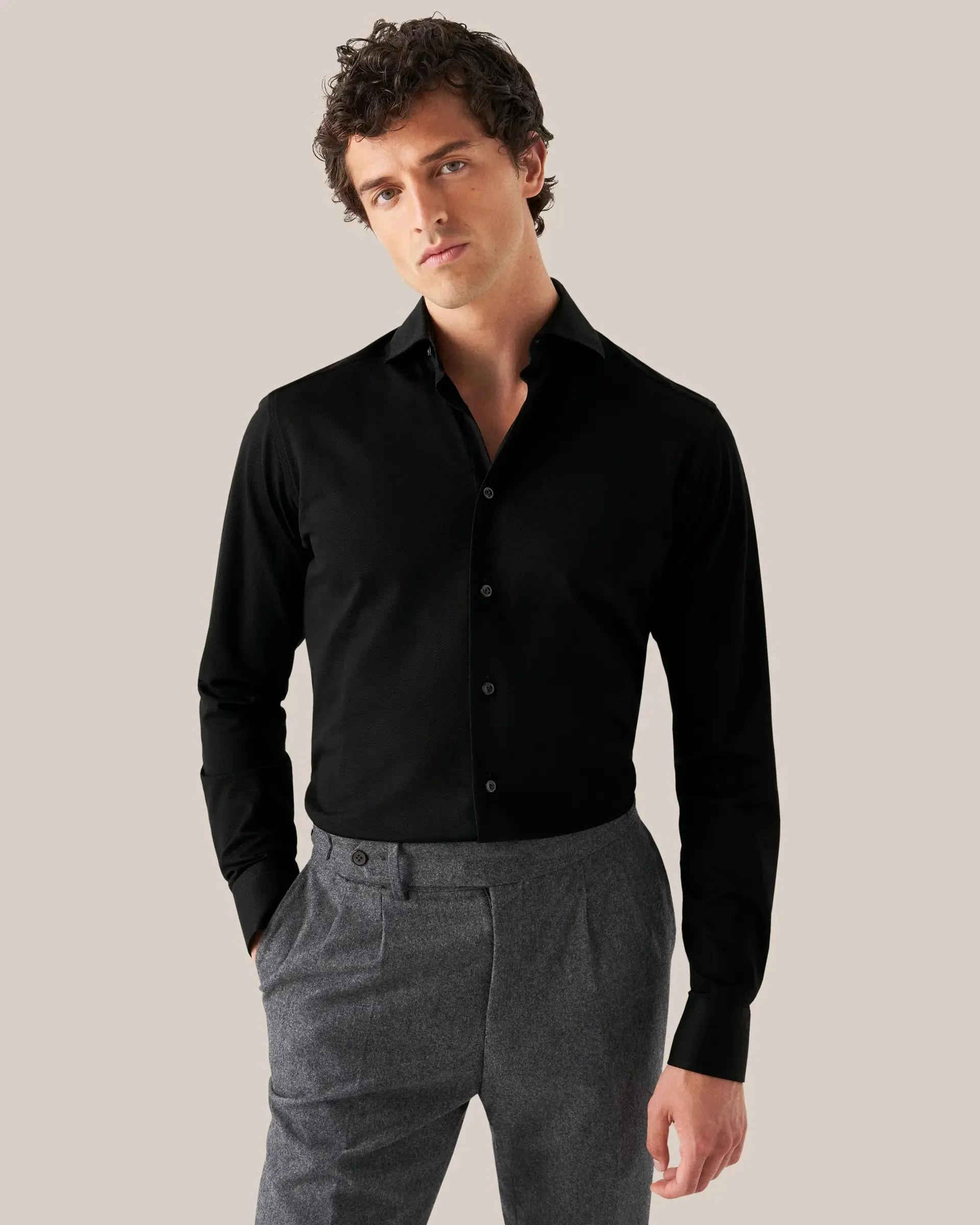 Black Filo di Scozia Piqué Shirt