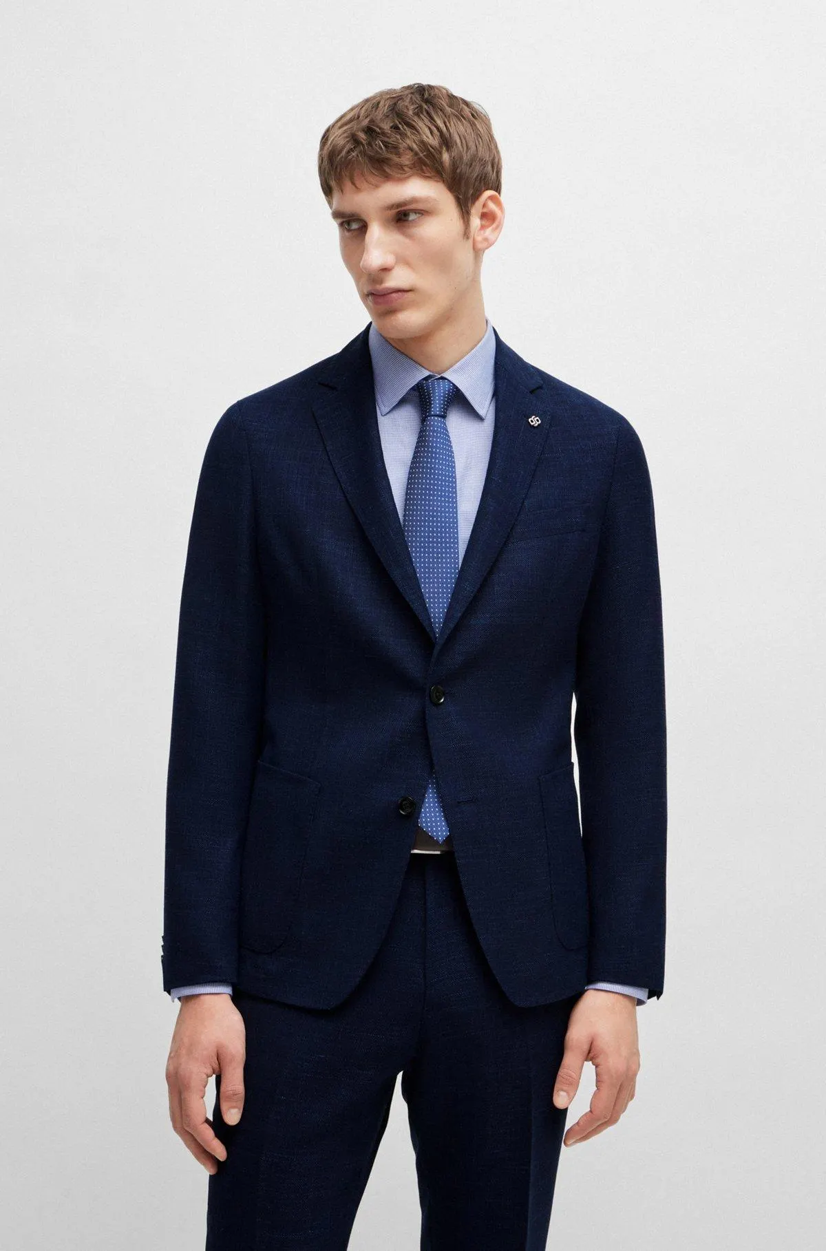 Slim-fit jacket in melange stretch cloth