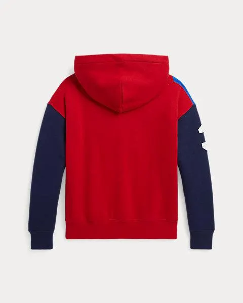 Striped Crest Fleece Hoodie