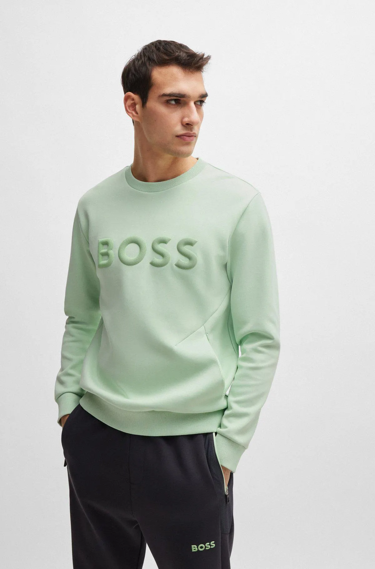 Cotton-blend sweatshirt with 3D-moulded logo