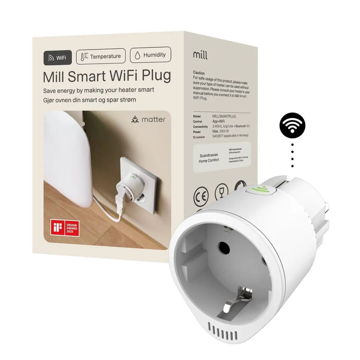 Mill Smart WiFi Plug termostat for panelovn
