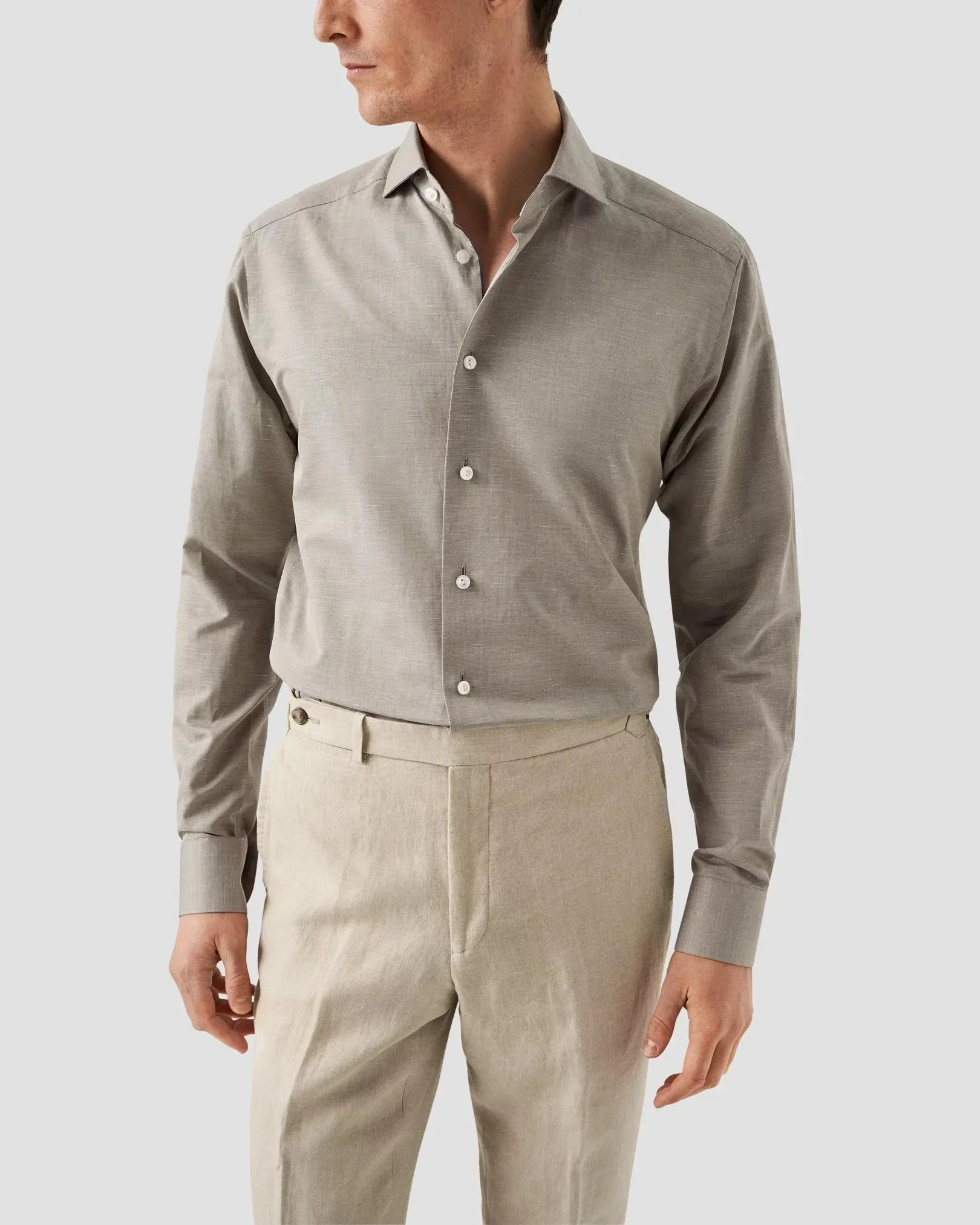 Dark Green Wrinkle Free Cotton Linen Shirt