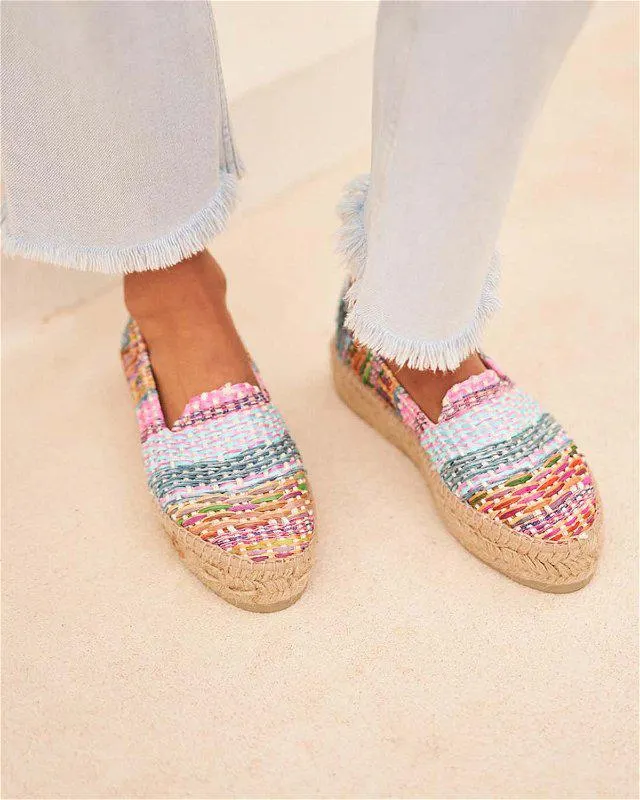 Suede Double Sole Espadrilles Hamptons Fucsia Blue Mix