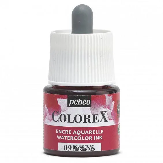 Colorex Watercolor Ink 45 ml Turkish Red – boks med akvarellblekk og pipette