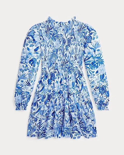 Floral Smocked Cotton Jersey Dress