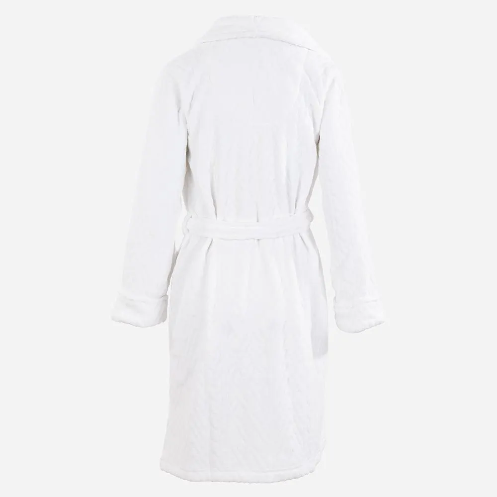 Shawl Collar Short Robe - White