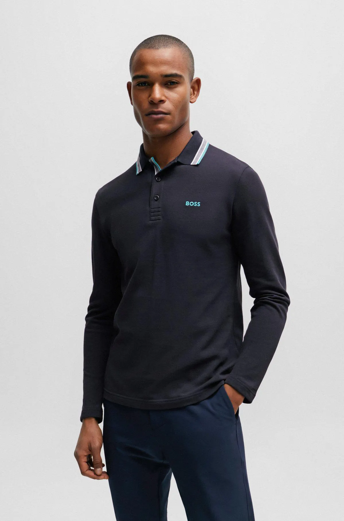 Cotton-piqué polo shirt with contrast logo