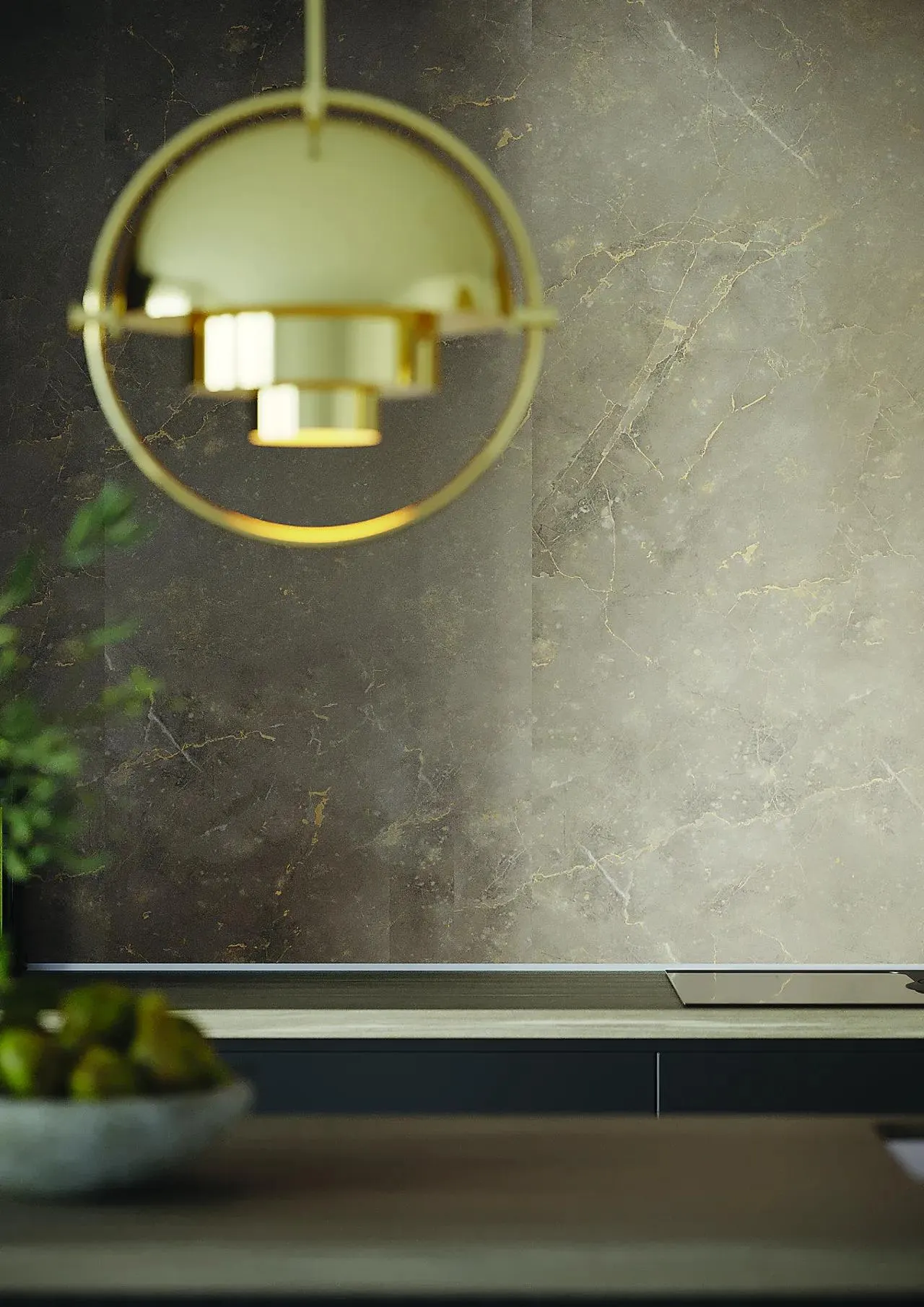 Kjøkkenplate brown marble slett overflate 10x620x580