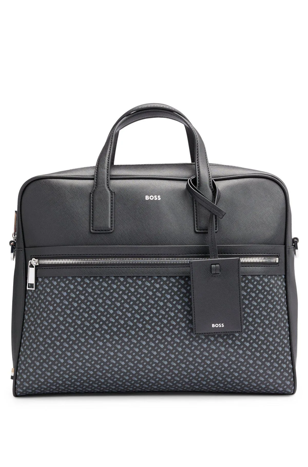 Structured document case with monogram detailing