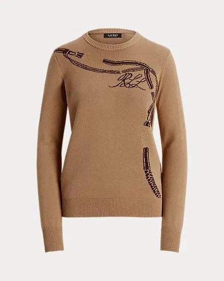 Belting-Motif Cotton-Blend Jumper