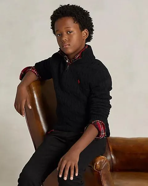 Cable-Knit Cotton Quarter-Zip Jumper