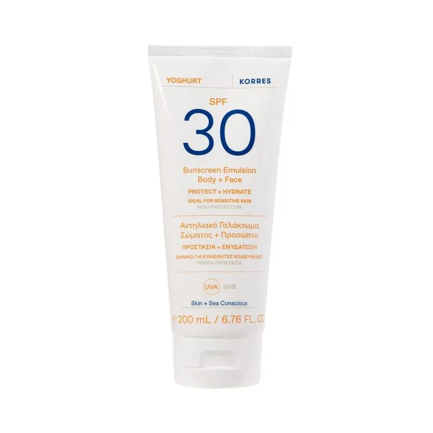 Korres Sun Yoghurt Sunscreen Emulsion Body + Face SPF30 200ml