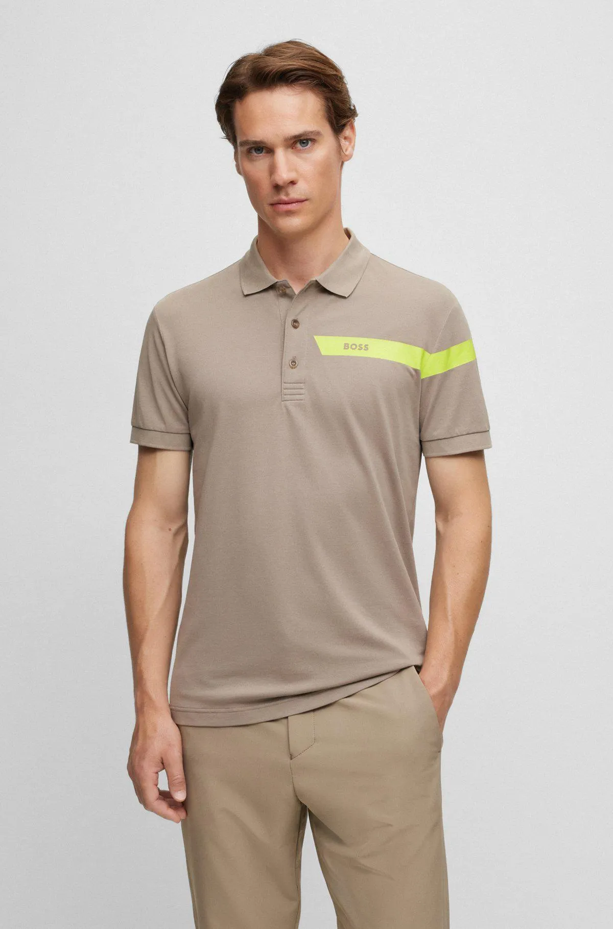 Slim-fit polo shirt with stripe and logo