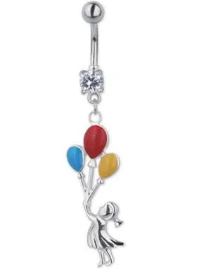 Girl and Baloons - Sølvfarget Navlepiercing