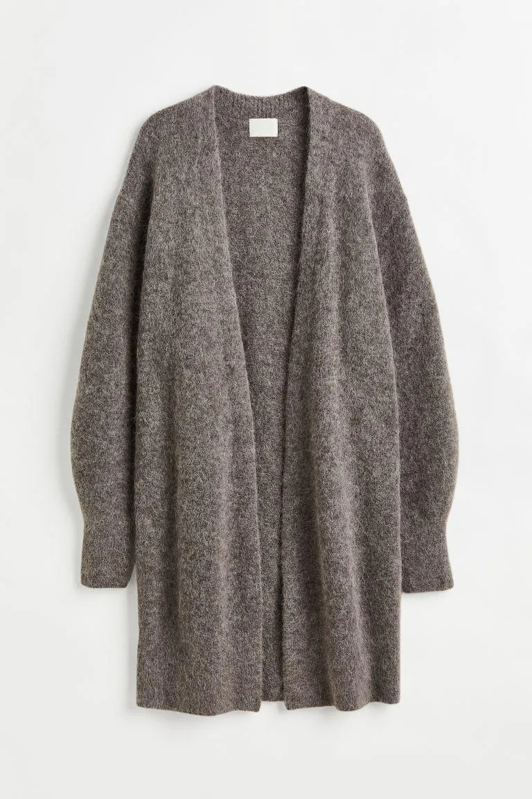 Strikket cardigan i ullmiks