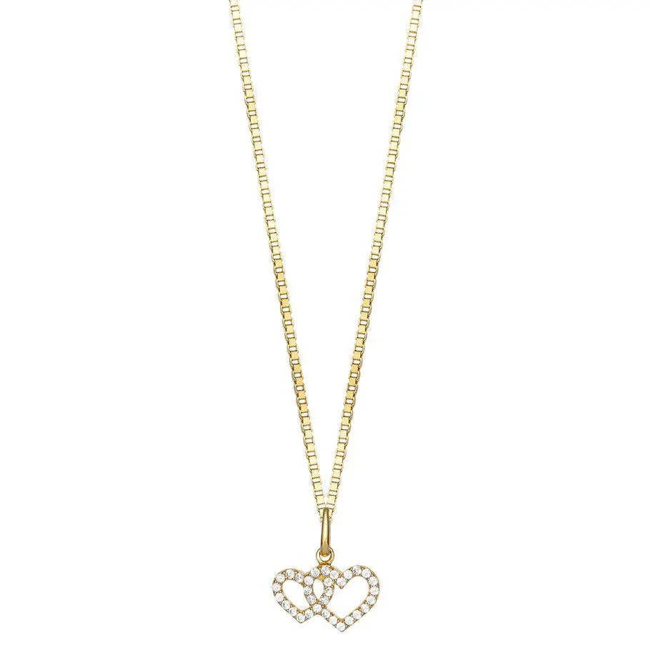 Halssmykke Hjerter 375 Gult Gull