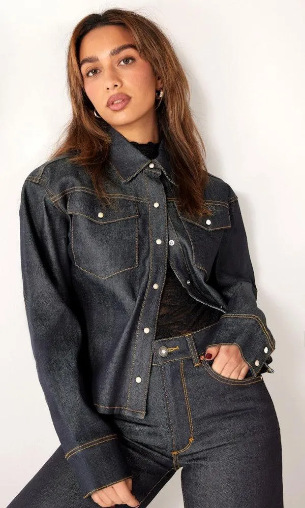 Resonate Mørk Blå Denim Shacket