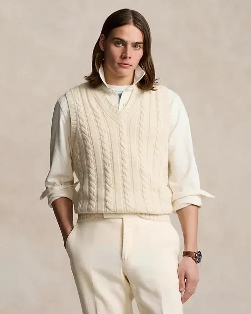 Aran-Knit Cotton-Cashmere Sweater Vest