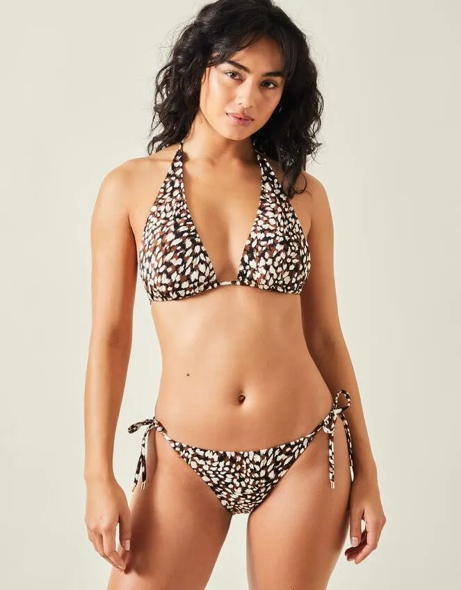 Animal Print Halter Bikini Top Brown