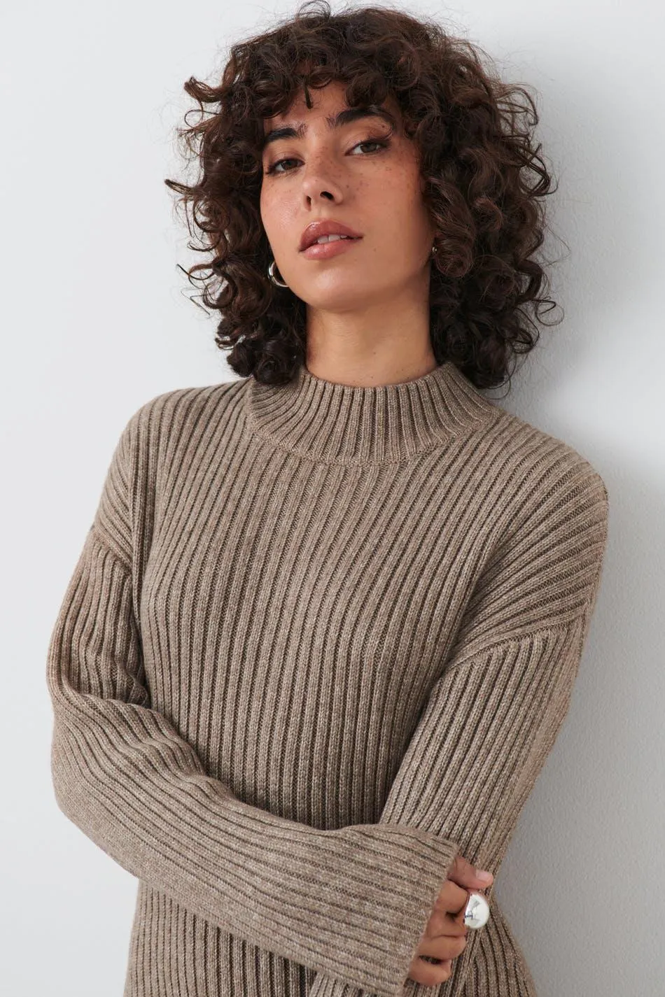 Knitted turtleneck dress