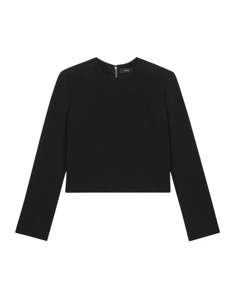 Long Sleeve Crop Top In Admiral Crepe – Sort
