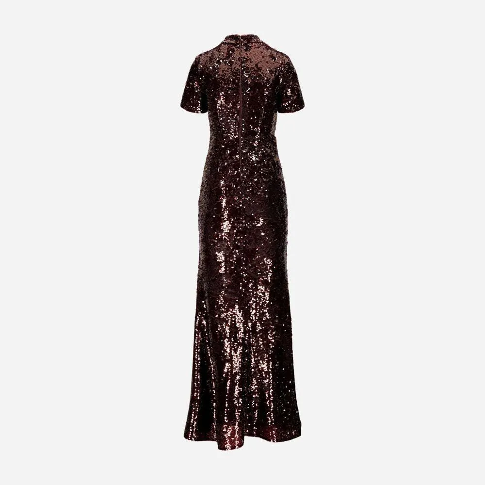 Sequin Maxi Dress - Brown