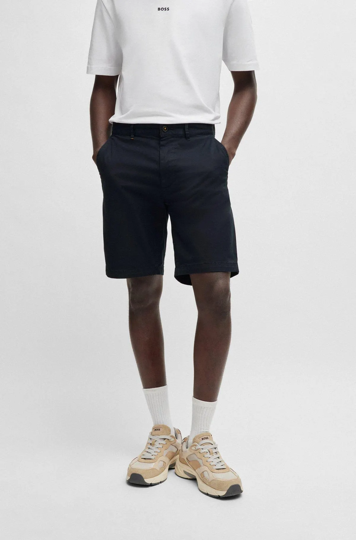 Slim-fit shorts in stretch-cotton twill