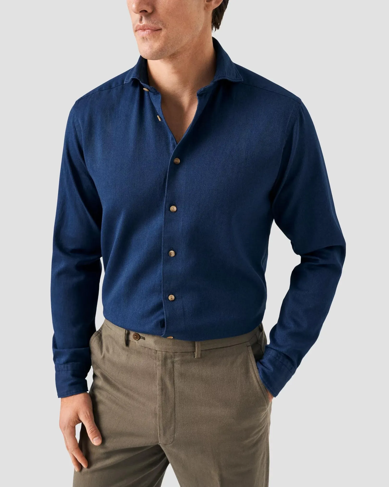 Dark Blue Satin Indigo Shirt