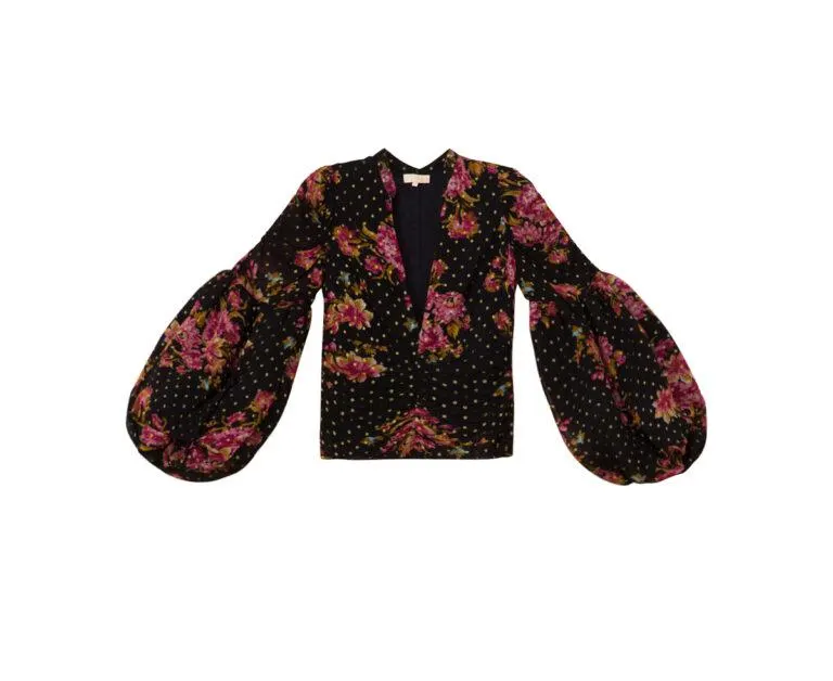 Golden Georgette Top – Sort/Rosa