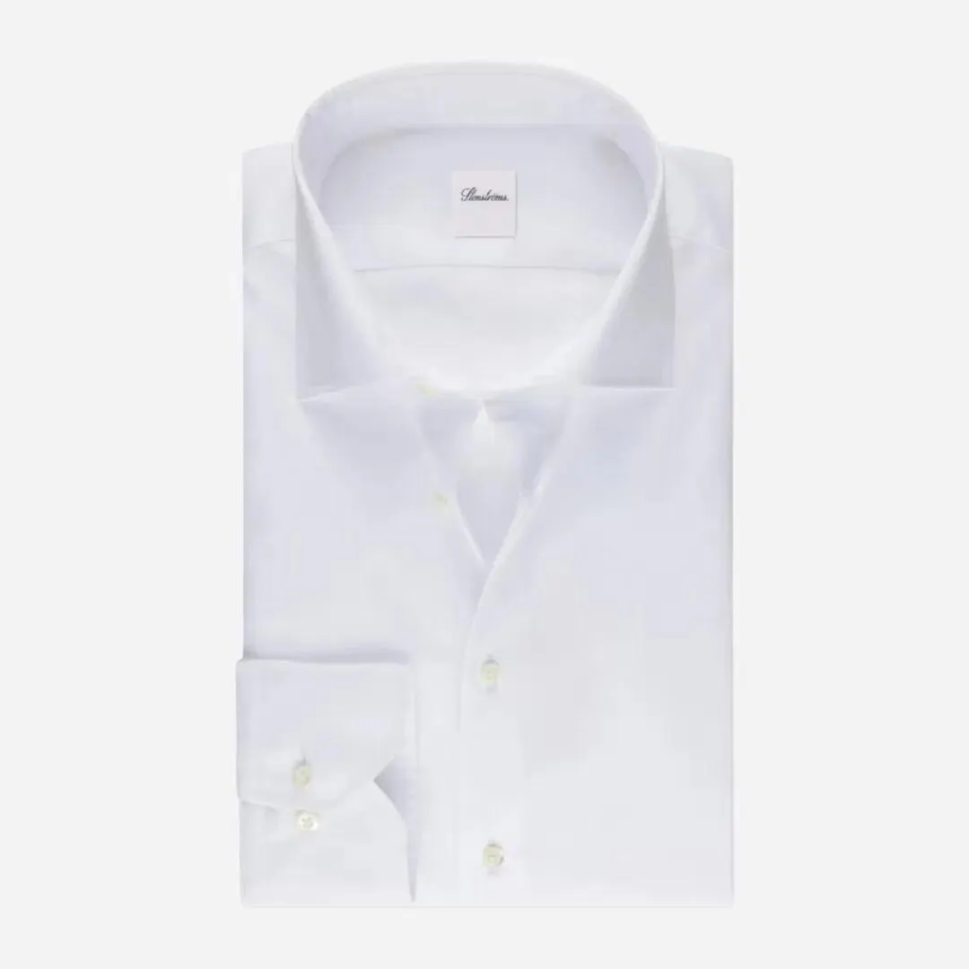 Slimline Twill Shirt Single Cuff - White