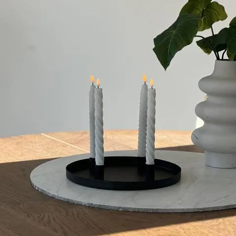 Lysbrett med 4 lysholdere Sort