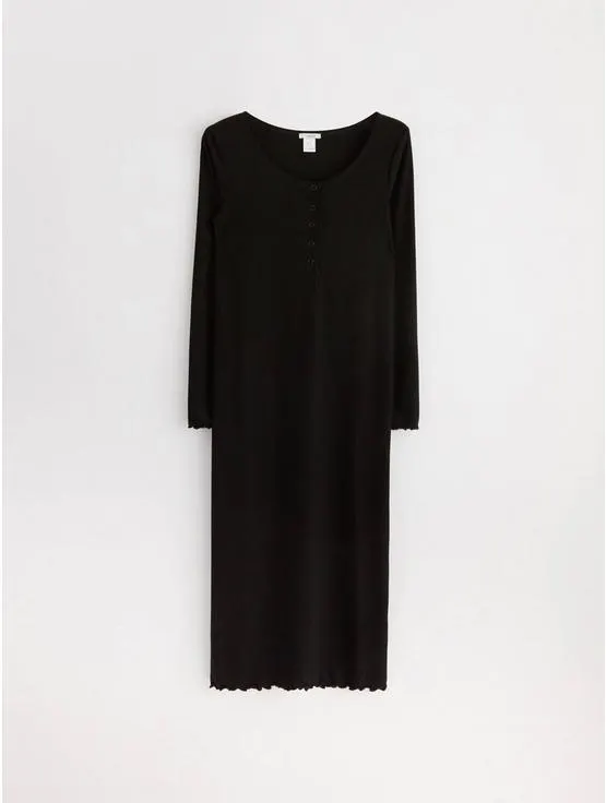 MOM ribbestrikket, langermet jerseykjole