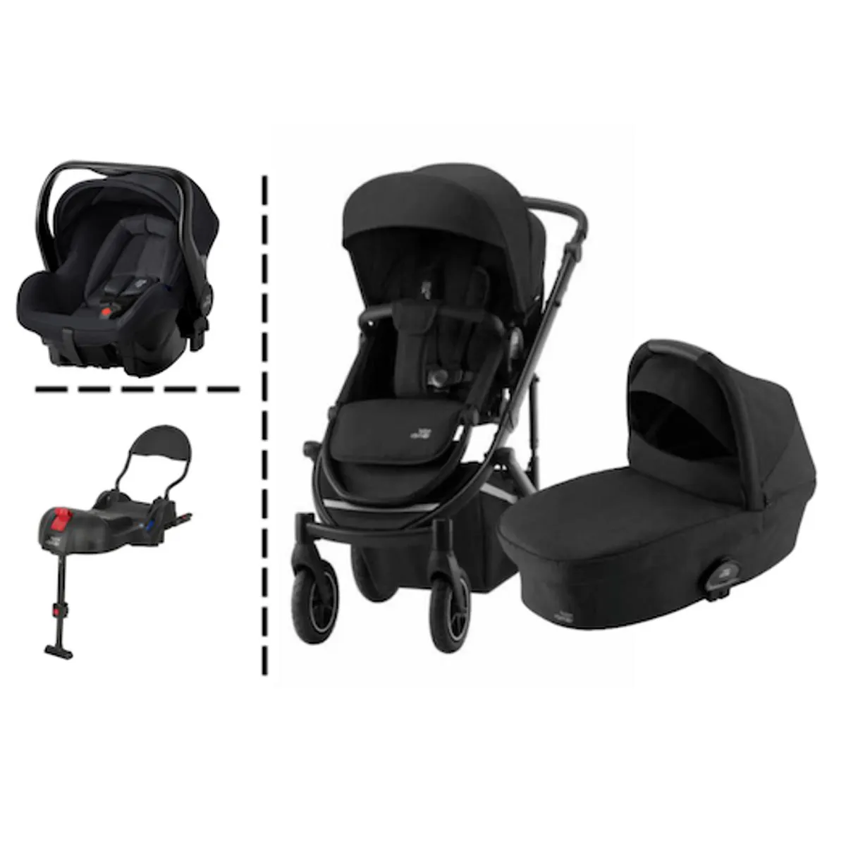 Britax Smile 4 | Kombivogn + Primo Bilstol og Base | Space Black