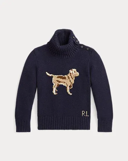 Dog Cotton-Blend Roll Neck Jumper