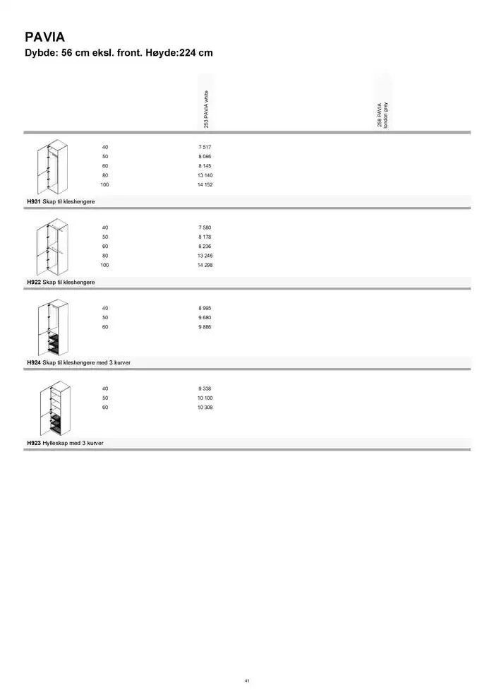 kvik kjøkken Garderobe prisliste. fra 1. januar til 31. desember 2025 - kundeavisside 41