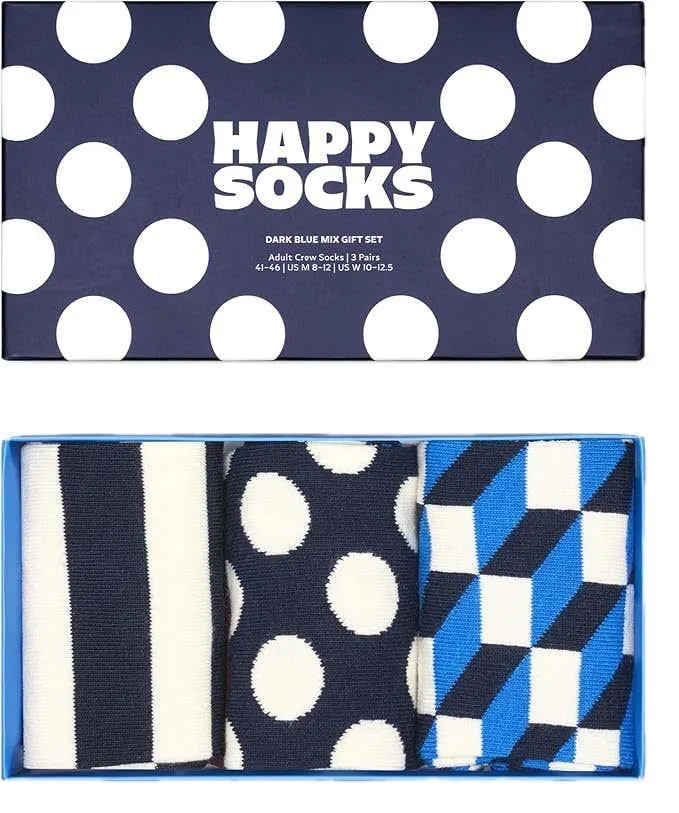 3-Pack Dark Blue Mix Socks Gift Set