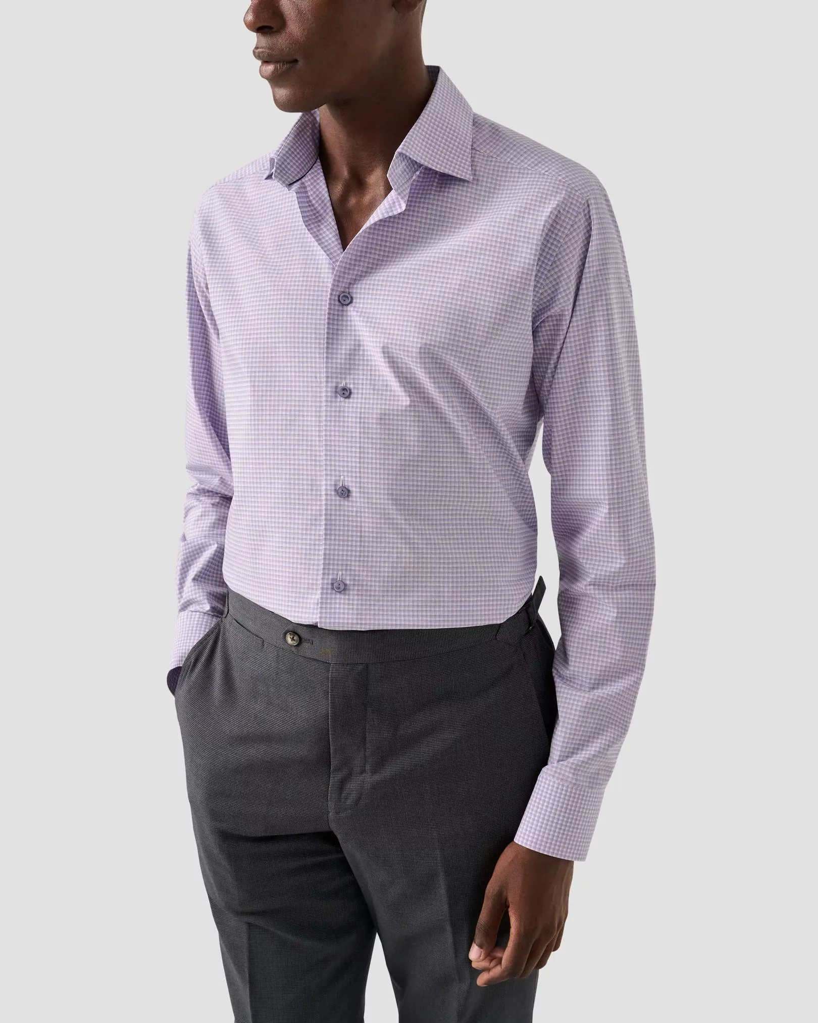 Light Purple Checked Elevated Poplin Shirt