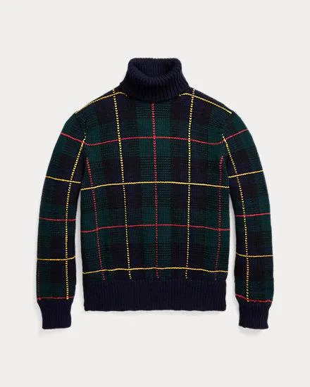 Plaid Wool Rollneck Jumper