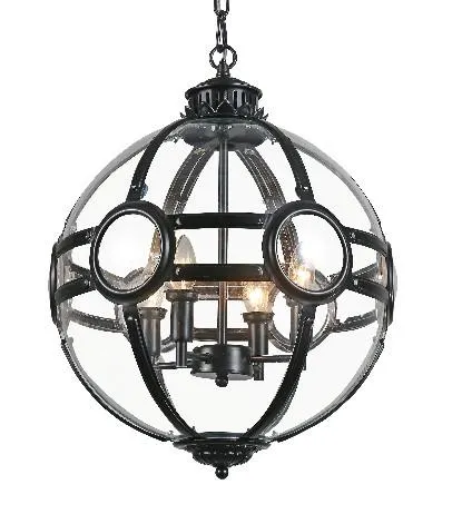 Taklampe Riga D43 x H58CM Black clear glass