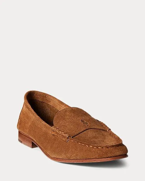 Embossed-Pony Suede Penny Loafer