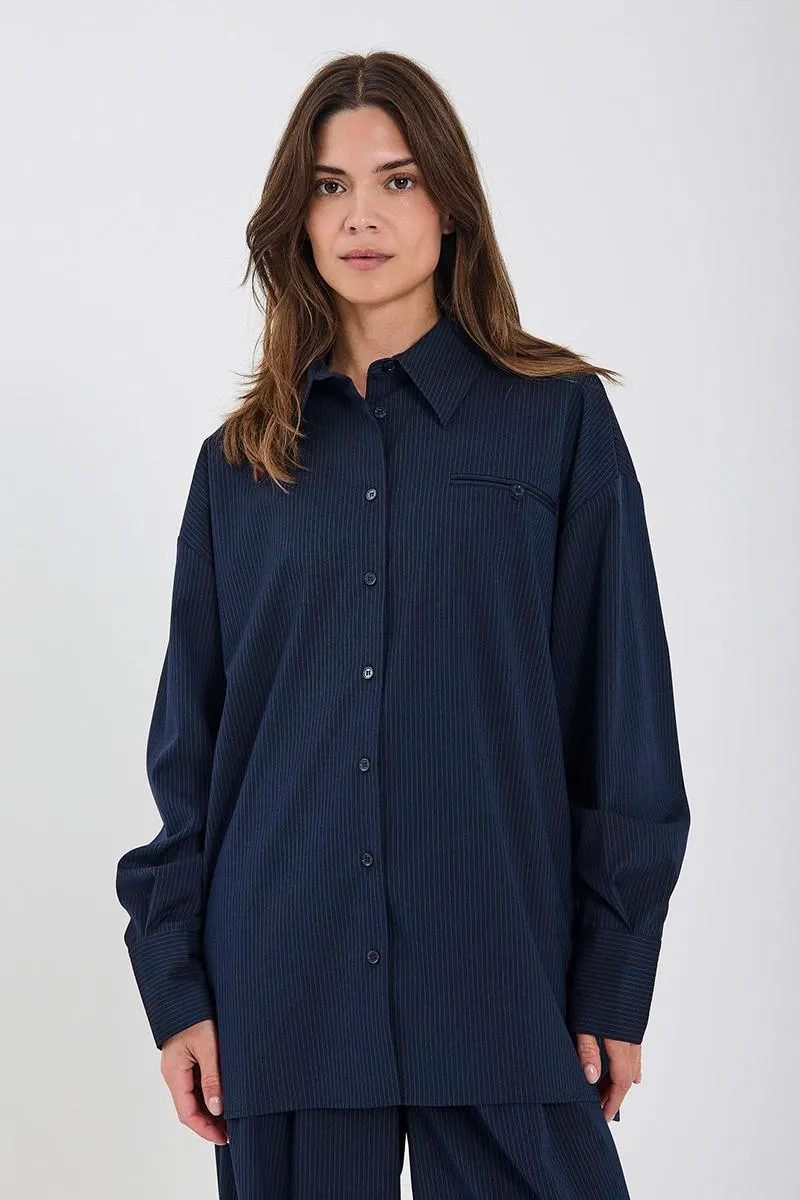 Willow Shirt Navy Pinstripe