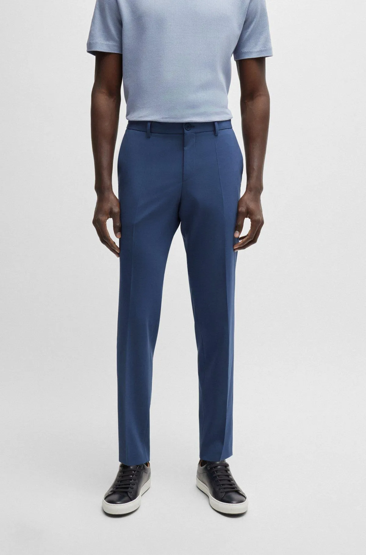 Modern-fit trousers in a performance-stretch wool blend