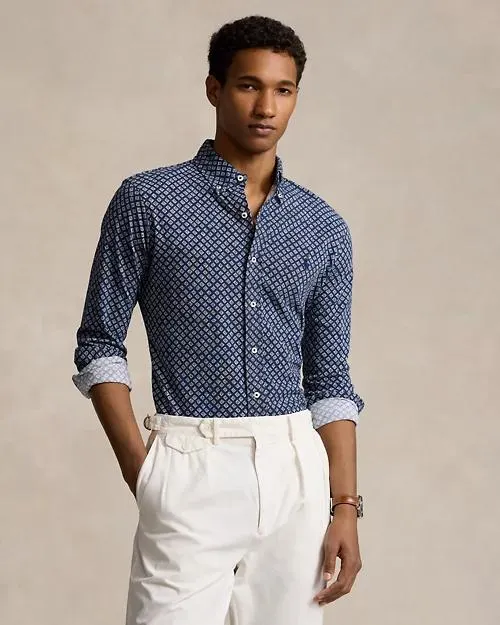 Foulard-Print Featherweight Mesh Shirt