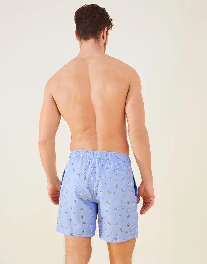 Mens Funshine Print Swimming Shorts Blue
